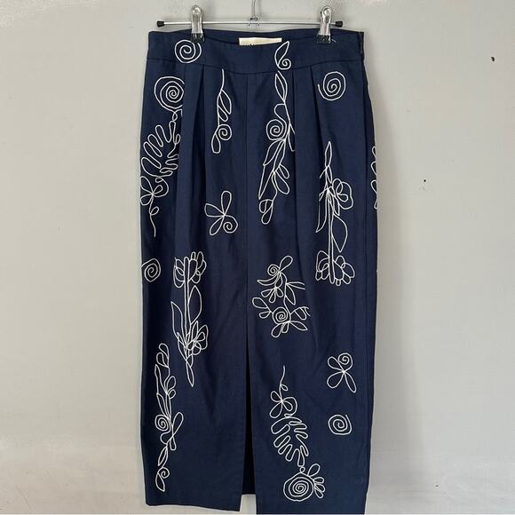 Mara Hoffman Midi Floral Embroidered Florence Pencil Skirt 4 XS - Picture 2 of 13